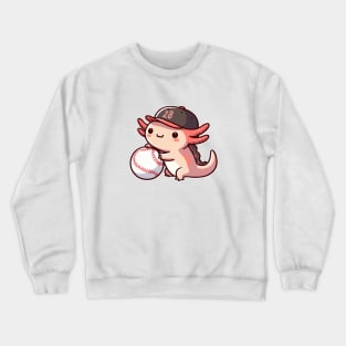 axolotl funny play baseball Crewneck Sweatshirt